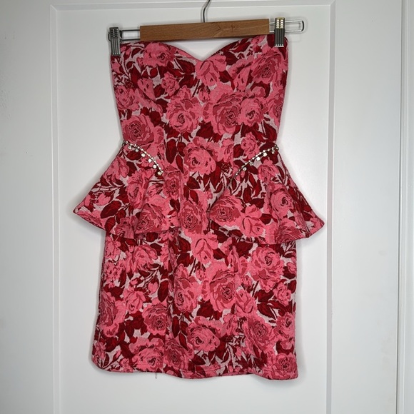 Zara Blogger’s Favorite Pink Floral Jacquard Mini Dress -‎ Medium - Picture 8 of 13